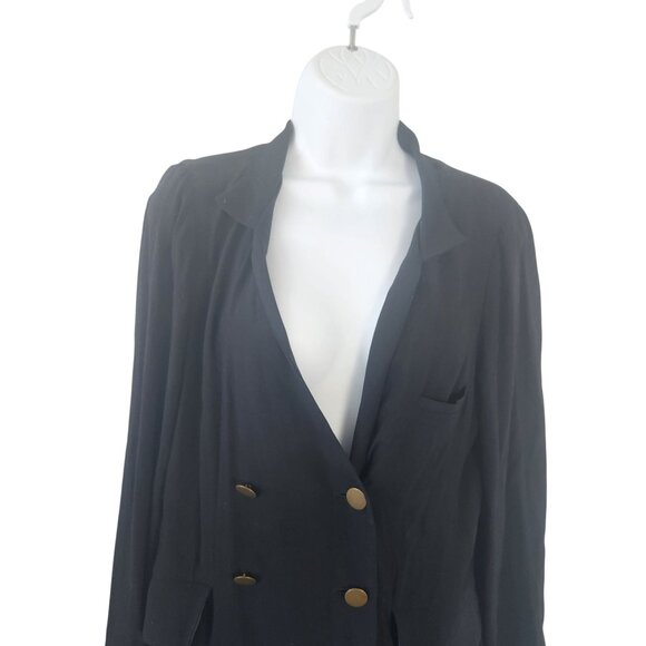 Free People Black Double-Breasted Blazer Dress With Gold Buttons - Size S - Picture 2 of 8